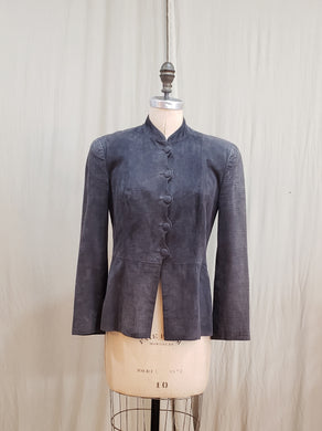 Veste de cuir brossé gris foncé
