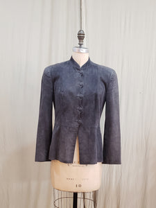 Veste de cuir brossé gris foncé