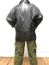 Manteau mi-long en cuir et fourrure