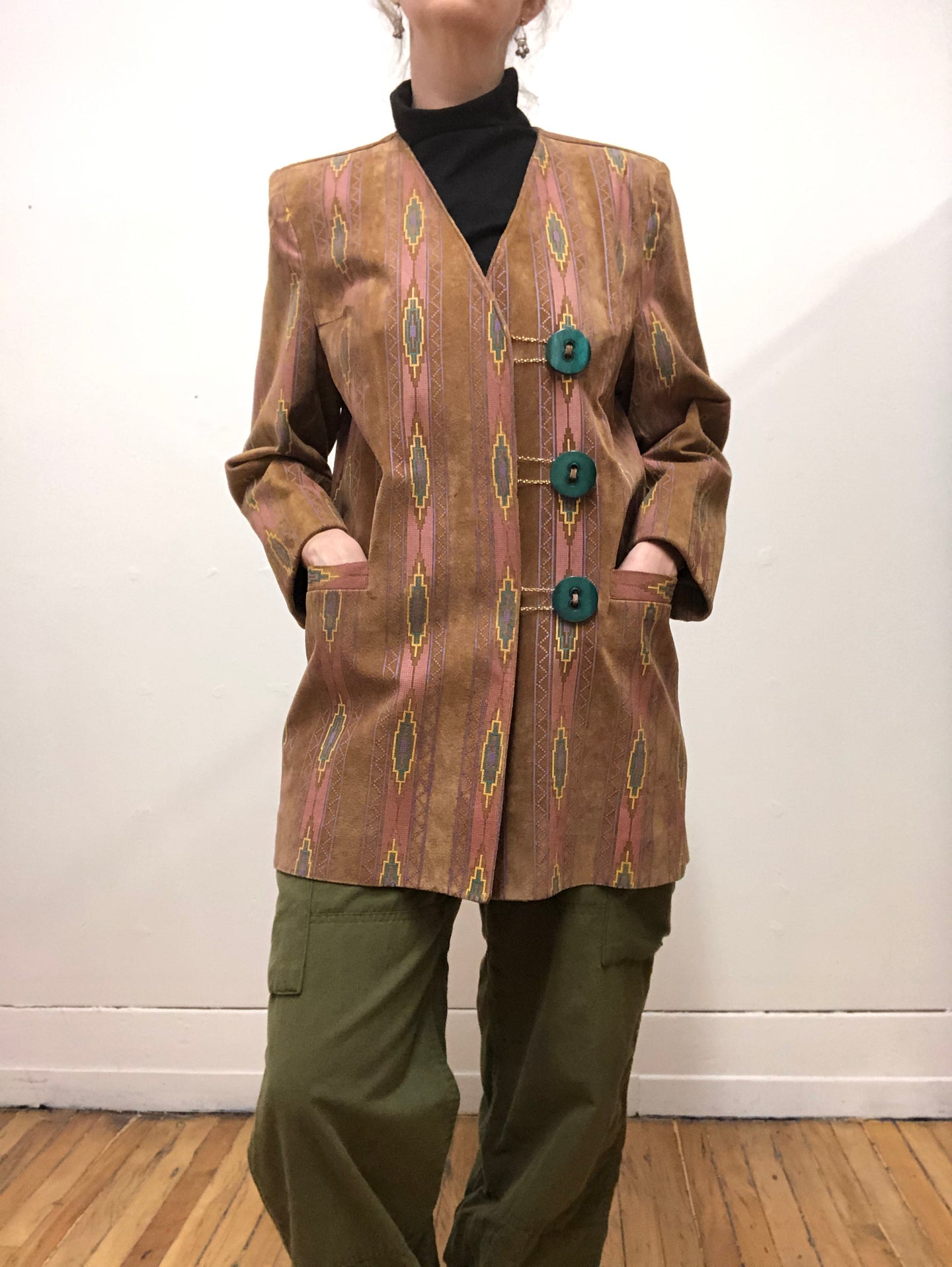 Blazer de suède à motifs pastels
