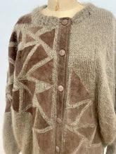 Grande veste mohair appliqués suède