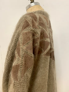 Grande veste mohair appliqués suède