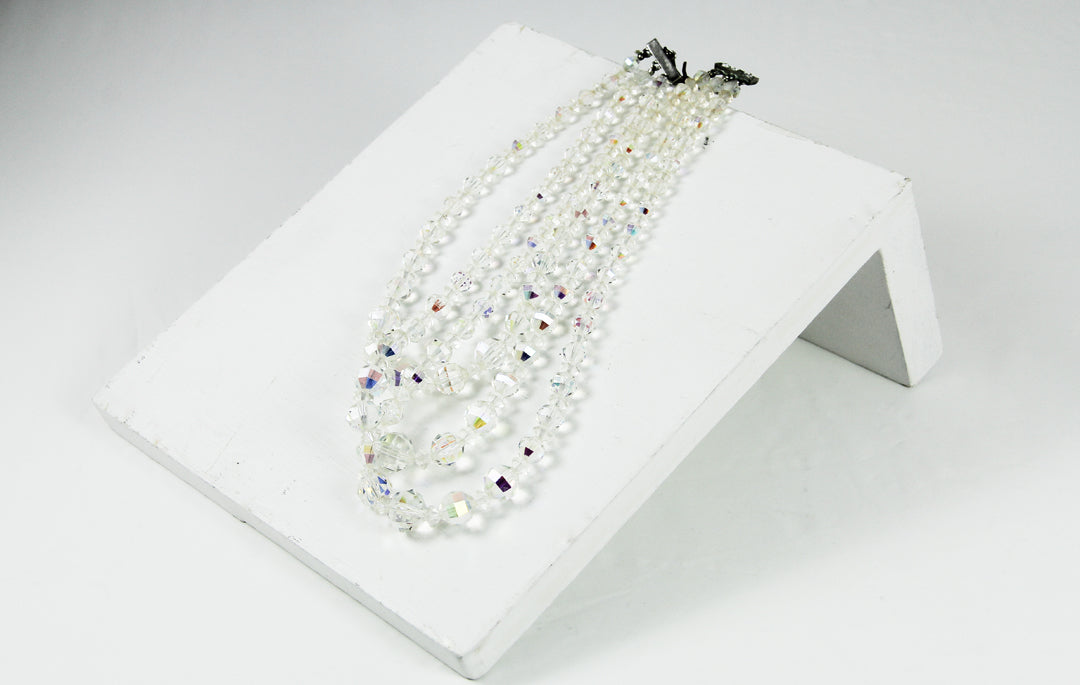 Collier de cristal multi-rangs vintage