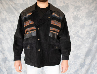 Manteau de cuir et suède vintage