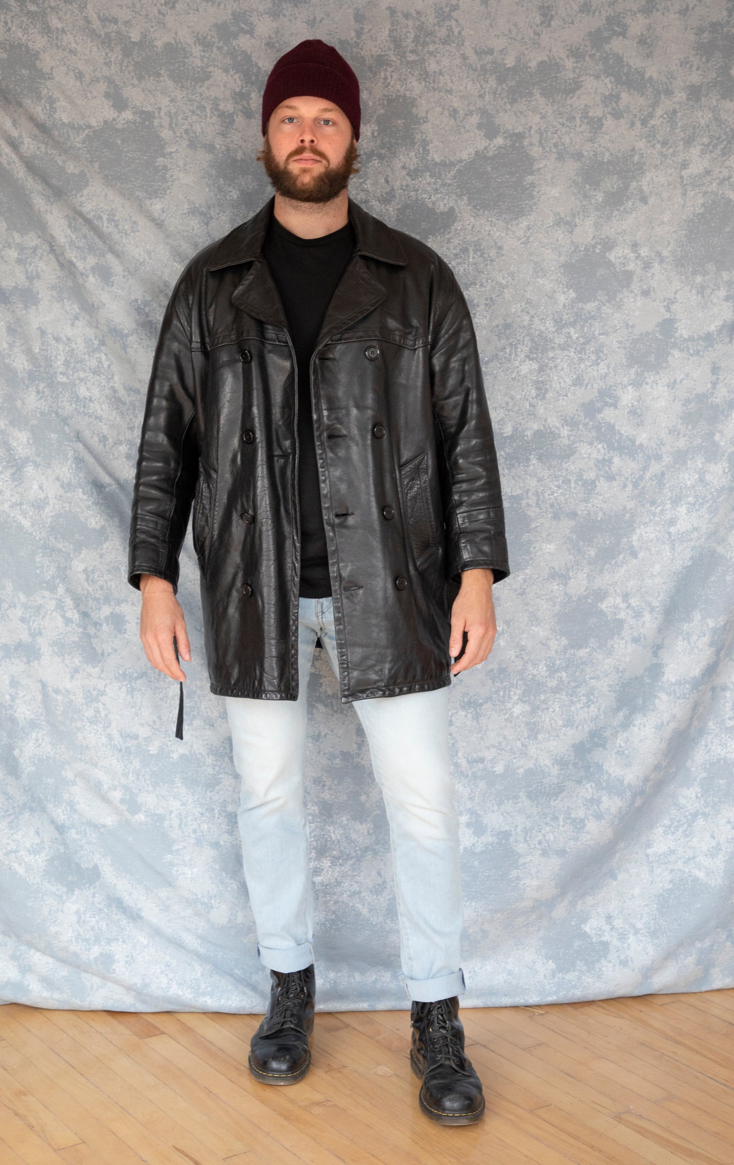 Manteau de cuir doublé vintage