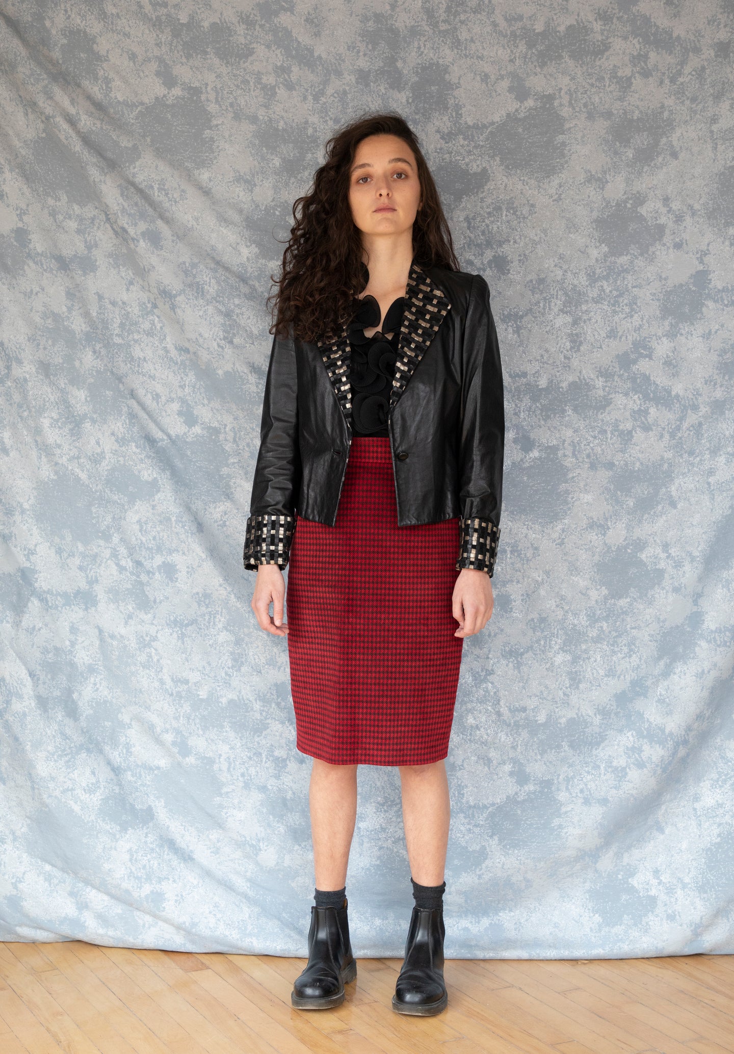 Blouson court en cuir souple