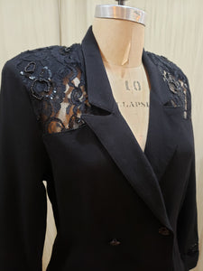 Veston chic laine et dentelle vintage