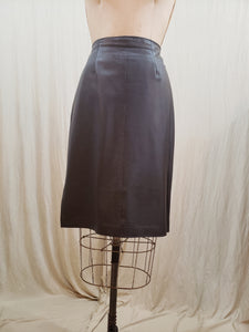 Jupe mi-longue cuir brun vintage