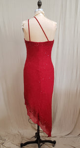 Robe de soie rouge vintage