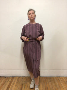 Robe à manche longue mauve et grise