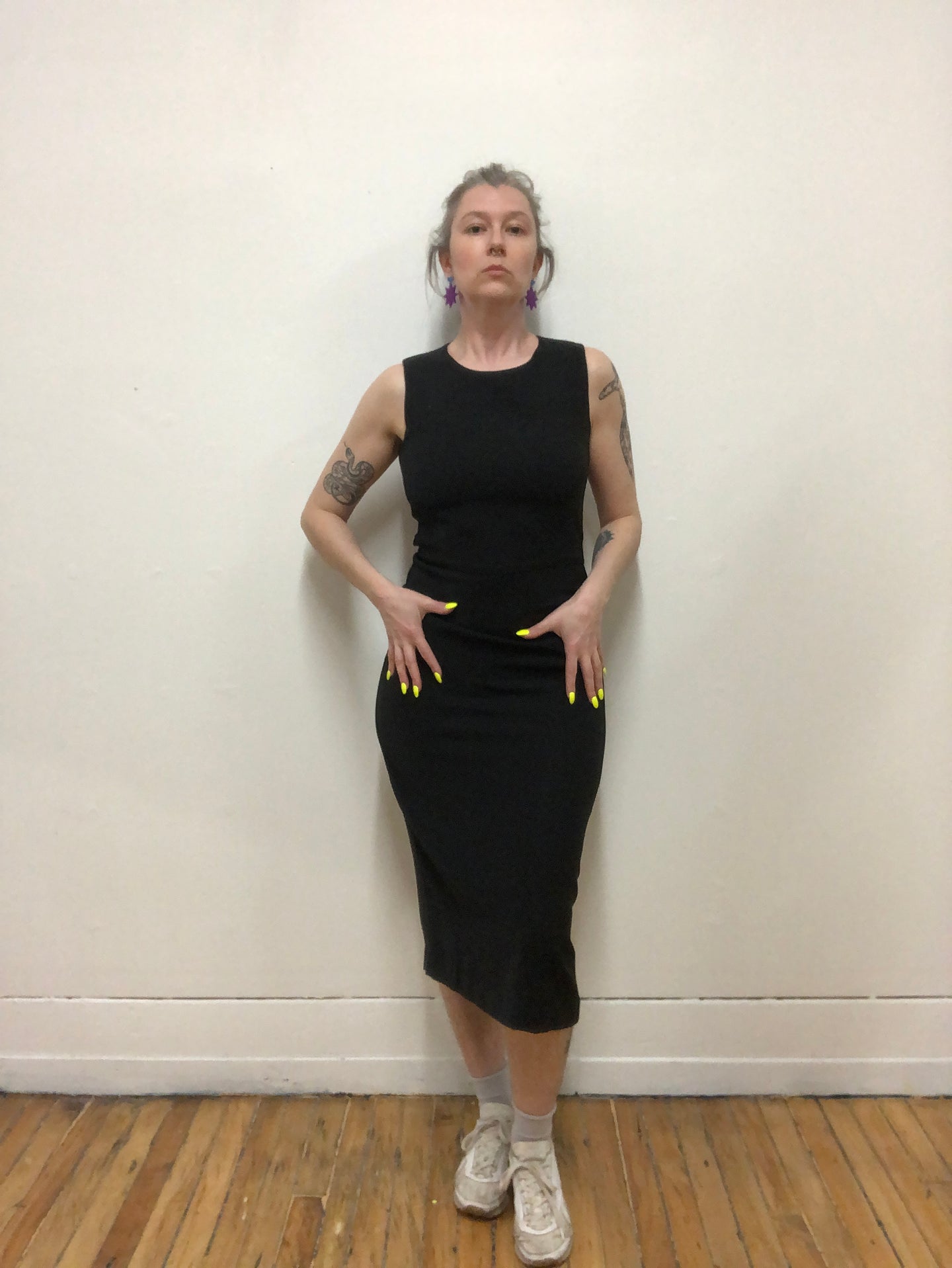 Robe longue extensible noire