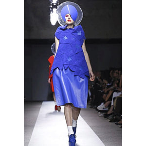 Haut structuré en faux suède bleu CDG
